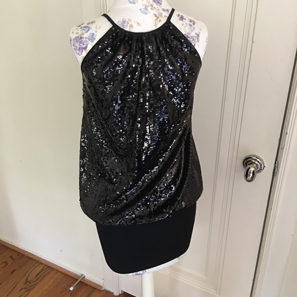 Black Sequin Bebe dress